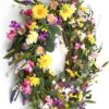 J'FLORU Spring Wreath 24 Inch Summer Wreaths for Front Door Artificial Flower Wreath with Daisy and Lavender for Indoor Outdoor and Easter Celebration