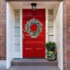 J'FLORU Christmas Wreaths for Front Door 20 Inch Artificial Christmas Wreath White Winter Wreath with Berries Pine Cones Pine Needles for Xmas Winter Holidays