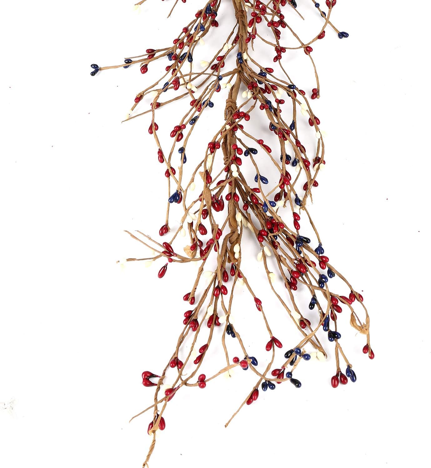 15 (1) J'FLORU Artificial Pip Berry Garland,America Patriotic Garland Red White Blue Pip Berry Garland for 4th of July Decor Independence Day Decoration