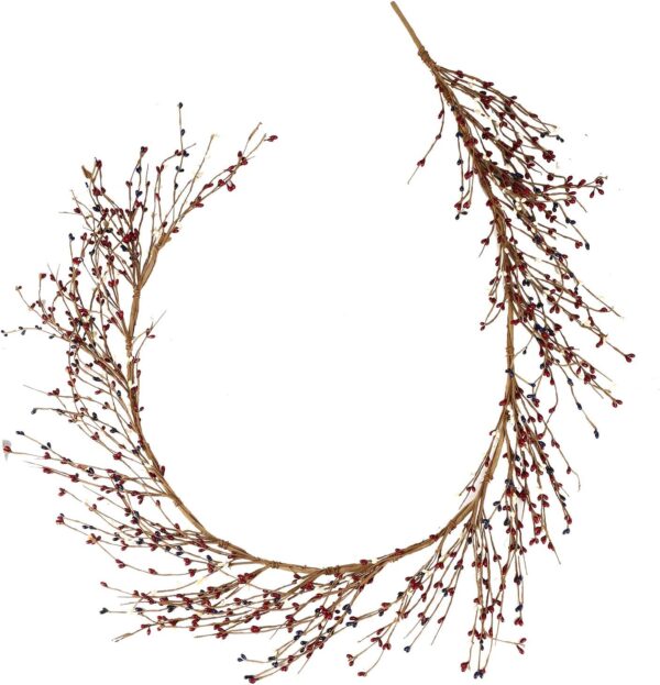 J'FLORU Artificial Pip Berry Garland,America Patriotic Garland Red White Blue Pip Berry Garland for 4th of July Decor Independence Day Decoration