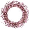 J'FLORU Pink Valentine’s Day Wreaths for Front Door 20 Inch Valentines Day Wreath Valentines Wreath with Cute Hearts and Berries Valentine’s Day Gifts Anniversary Wedding Decorations