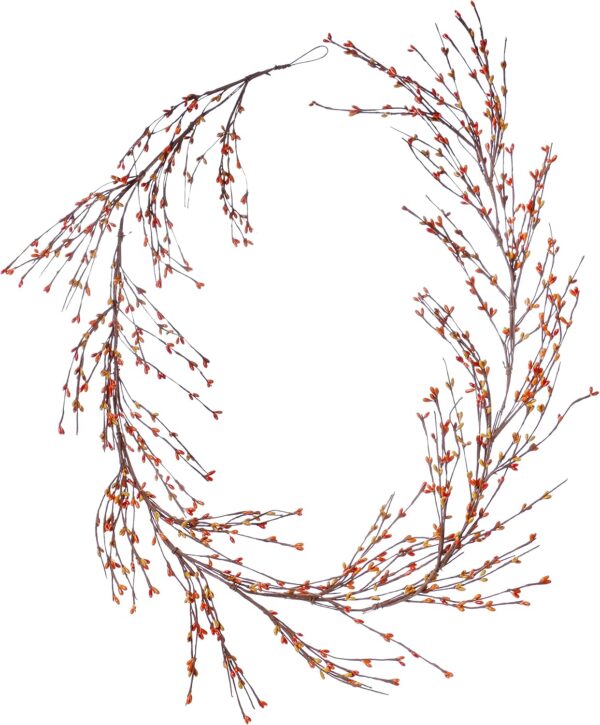 J'FLORU Fall Pip Berry Garland - 5FT Artificial Autumn Decor (OrangeYellow)