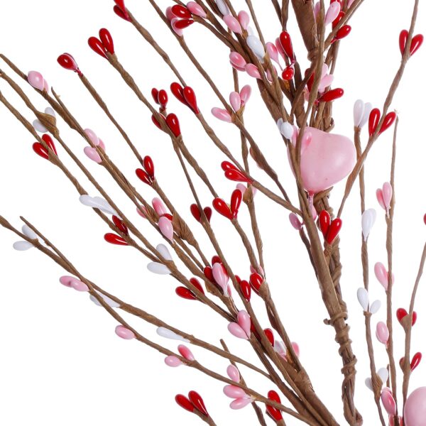 J'FLORU Valentines Day Decorations 4.5FT Artificial Valentine’s Day Garland Pink White Berry Garlands with Pink Hearts for Valentine Wedding Anniversary Party Decor