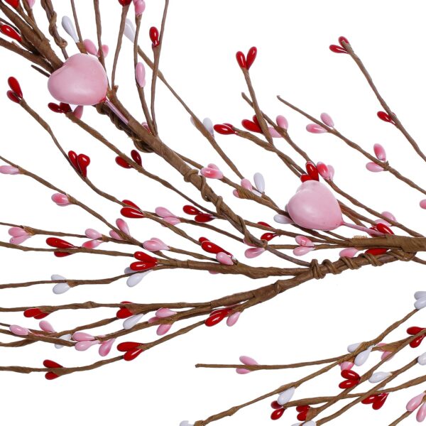 J'FLORU Valentines Day Decorations 4.5FT Artificial Valentine’s Day Garland Pink White Berry Garlands with Pink Hearts for Valentine Wedding Anniversary Party Decor