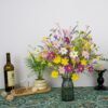J'FLORU Artificial Spring Flowers 18 Pack Spring Floral Picks 17 Inch Flower Stems with Colorful Daisies and Forsythia for Spring Summer Easter Flower Arrangements Centerpieces