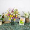 J'FLORU Artificial Spring Flowers 18 Pack Spring Floral Picks 17 Inch Flower Stems with Colorful Daisies and Forsythia for Spring Summer Easter Flower Arrangements Centerpieces