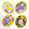 J'FLORU Easter Flower Decorations 12 Pack Easter Egg Picks Artificial Forsythia Flowers with Eggs for Floral Arrangements Table Centerpieces