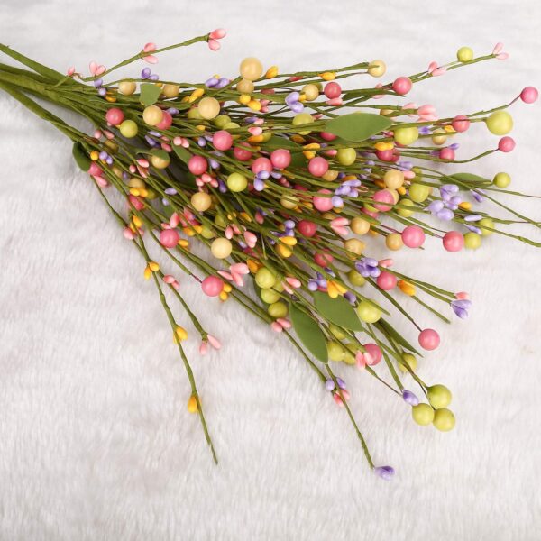 J'FLORU 6 pcs Spring Berry Stems, Artificial Berry Picks Easter Stems for Home Centerpiece Vase Windowsill Decor and Easter Celebration,Suitable for All Seasons