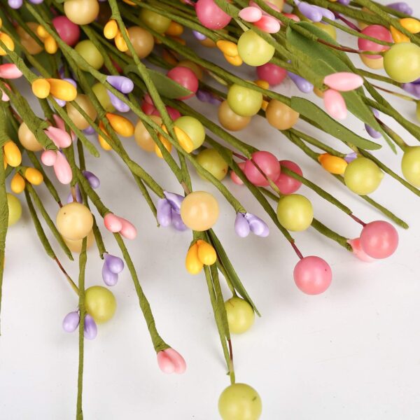 J'FLORU 6 pcs Spring Berry Stems, Artificial Berry Picks Easter Stems for Home Centerpiece Vase Windowsill Decor and Easter Celebration,Suitable for All Seasons