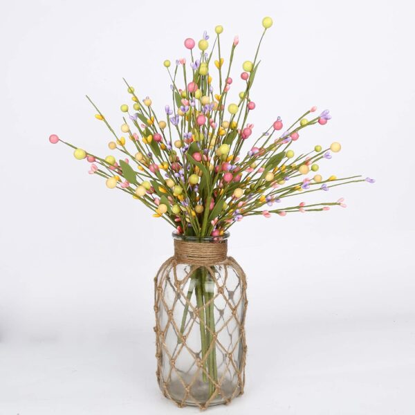 J'FLORU 6 pcs Spring Berry Stems, Artificial Berry Picks Easter Stems for Home Centerpiece Vase Windowsill Decor and Easter Celebration,Suitable for All Seasons