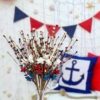 J'FLORU 12 PCS Patriotic Floral Picks 17 Inch Artificial Berry Stems Red White Blue Star Stem for Memorial Day 4th of July Independence Day Decor