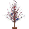 24 J’FLORU 4th of July Patriotic Tree,17 Inch Red White Blue Berry Stem Picks with Stars Patriotic Branches Decorations for Independence Day Memorial Day Flag Day Decor