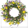 J'FLORU Spring Wreaths for Front Door 22 Inch Artificial Summer Wreath Daisy and Lavender Wreath with Wildflowers for Home Wall Farmhouse Springtime Easter Holiday Party