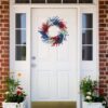 J'FLORU Patriotic Wreaths for Front Door 22 Inch,4th of July Wreaths with Red White Blue Flowers Floral Patriotic Wreath July Fourth Decorations for Memorial Day Independence Day Decor