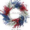 J'FLORU Patriotic Wreaths for Front Door 22 Inch,4th of July Wreaths with Red White Blue Flowers Floral Patriotic Wreath July Fourth Decorations for Memorial Day Independence Day Decor
