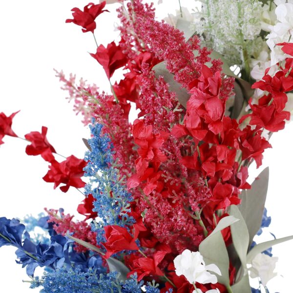 J'FLORU Patriotic Wreaths for Front Door 22 Inch,4th of July Wreaths with Red White Blue Flowers Floral Patriotic Wreath July Fourth Decorations for Memorial Day Independence Day Decor