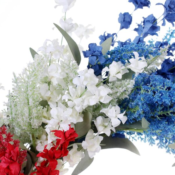 J'FLORU Patriotic Wreaths for Front Door 22 Inch,4th of July Wreaths with Red White Blue Flowers Floral Patriotic Wreath July Fourth Decorations for Memorial Day Independence Day Decor