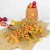 30 (4) J'FLORU Fall Flower Decorations 12 Pack Autumn Floral Picks Artificial Forsythia Flowers with Orange Daisies for Floral Arrangements Harvest Festival Thanksgiving Day Decor