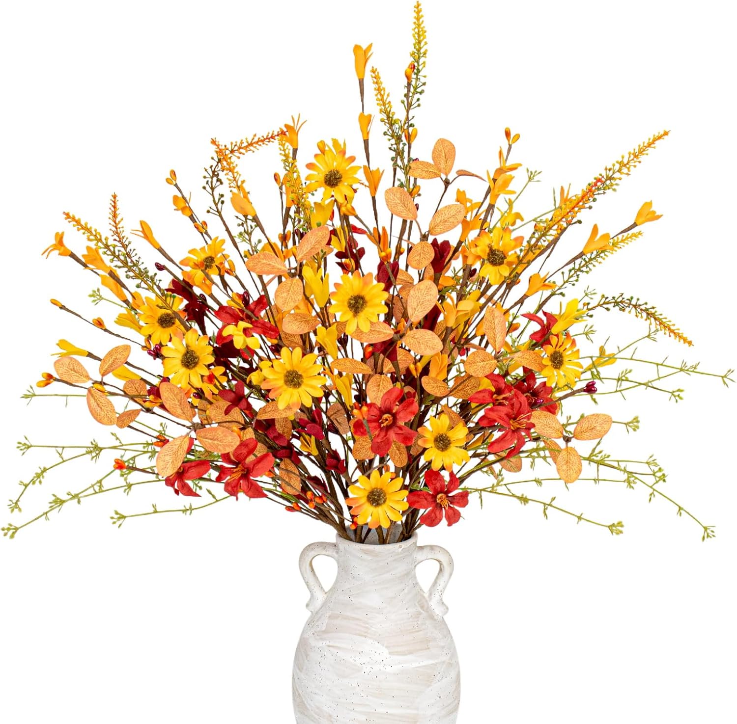 31 (1) J'FLORU Artificial Fall Flowers 12 Pack Fall Floral Picks 17 Inch Autumn Flower Stems for Thanksgiving Harvest Vases Centerpieces Flower Arrangements