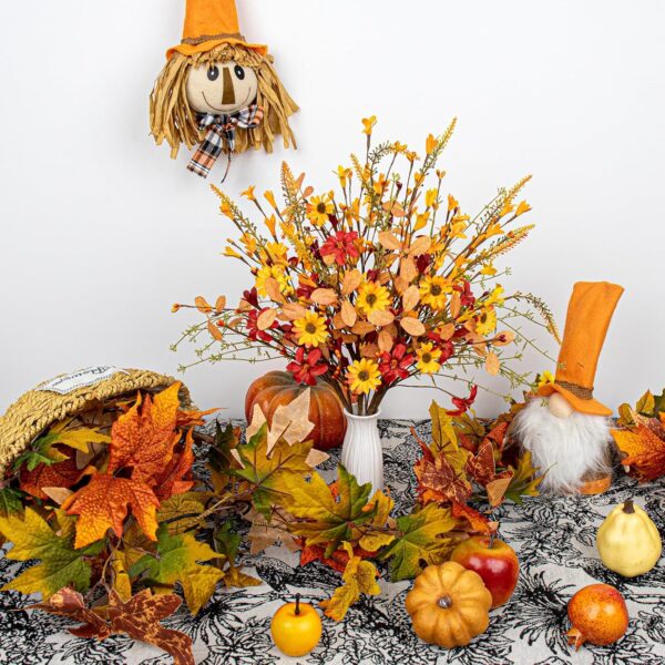 31 (3) J'FLORU Artificial Fall Flowers 12 Pack Fall Floral Picks 17 Inch Autumn Flower Stems for Thanksgiving Harvest Vases Centerpieces Flower Arrangements