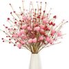 33 (1) J'FLORU Valentine's Day Gifts Valentines Day Decorations 24 Pack Pink Heart Shaped Berry Picks with Red Berries for Valentines Day Wedding Candlelight Dinner Anniversary