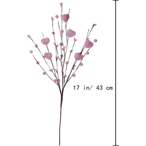 33 J'FLORU Valentine’s Day Gifts,6 Pack Valentines Day Picks Berry Stems with Pink Hearts for Valentine Decor Anniversary Wedding Decorations(Pink)
