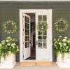 J'FLORU Spring Wreaths for Front Door 22 Inch Artificial Summer Wreath Daisy and Lavender Wreath with Wildflowers for Home Wall Farmhouse Springtime Easter Holiday Party
