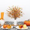 40 (3) J'FLORU Artificial Fall Decorations for Home 12 Pack Fall Floral Picks 17 Inch Orange Berry Stems for Autumn Flower Arrangement Centerpieces Thanksgiving Decor