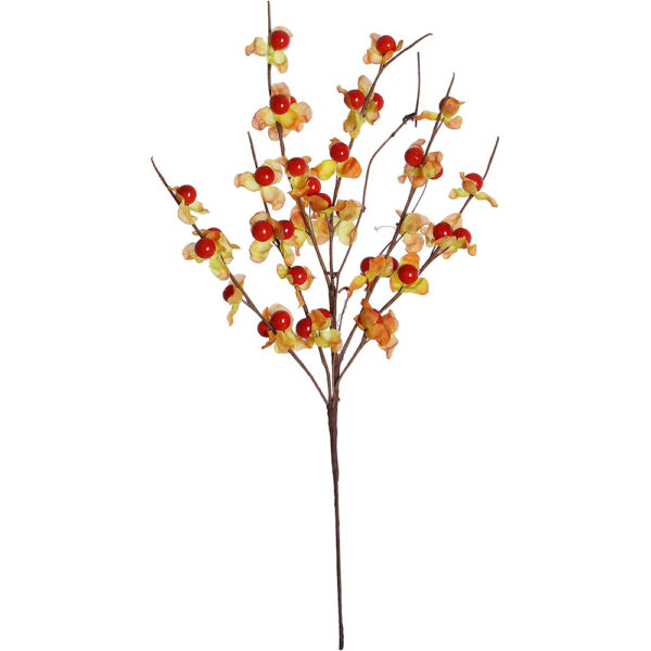 44 J’FLORU 6 Pack Fall Picks,17” Tall Fall Berry Stems Autumn Orange Spray with Red Berries for Fall Home Decor and Thanksgiving Day Harvest Festival Celebration (Orange Leaves and Red Berries)