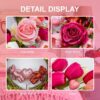 J'FLORU Valentines Day Decorations Romantic Valentines Day Gifts 22 Inch Valentine's Day Wreath with Lovely Bear Heart Roses Tulips for Valentine Party Anniversary Candlelight Dinner