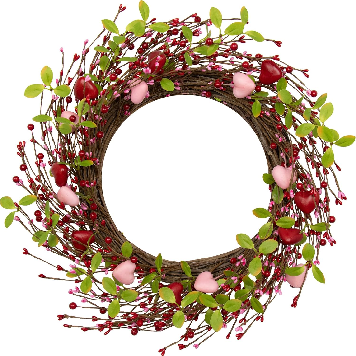 7 (1) J'FLORU Valentine's Day Wreaths for Front Door 20 Inch Valentines Day Wreath Valentine Door Wreath with Pink Red Hearts and Berries Valentines Day Gifts Anniversary Wedding Decorations