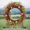 J'FLORU Valentine's Day Wreaths for Front Door 20 Inch Valentines Day Wreath Valentine Door Wreath with Pink Red Hearts and Berries Valentines Day Gifts Anniversary Wedding Decorations