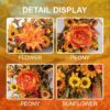 J'FLORU 22 Inch Artificial Fall Wreath Autumn Wreaths for Front Door Thanksgiving Wreath with Peony Dahlia Daisy Flowers for Thanksgiving Day Harvest Festival Wall Porch Indoor Outdoor
